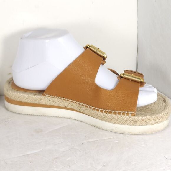 See by Chloe Women's Glyn 38 US7,5 Brown Leather Espadrille Mules Slide Sandals - Picture 6 of 16